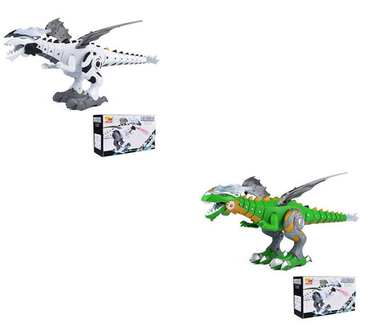 Green and grey intelligent robot dinosaur toy with wings, sharp teeth, and a long tail, packaged in a box. - Image 13