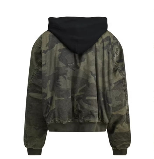 Chamarra Acolchada Estilo Camuflaje Desgastado con Diseño Superposado - Image 12