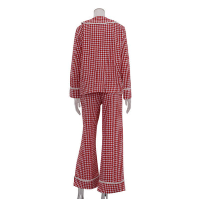 Conjunto Dos Piezas: Blusa Cuadros Suelta con Cordones y Pantalón Ancho - Image 15