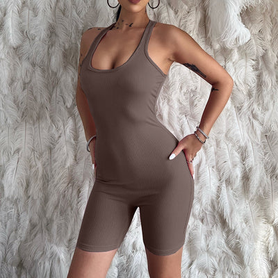 Jumpsuit Deportivo Ajustado de Cintura Alta en Punto Liso - Image 4