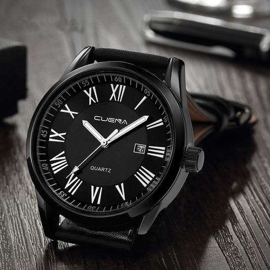 Reloj de Cuarzo para Hombre en Cuero Genuino