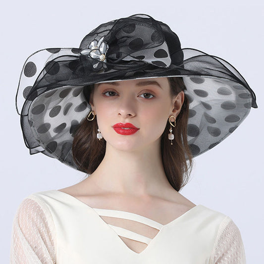 Sombrero de Ala Ancha para Mujer con Lunares - Protección Solar Elegante - Image 2