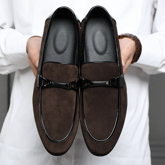 Zapatos de Cuero Formal para Hombre Talla Grande - Estilo Británico Clásico sin Cordones