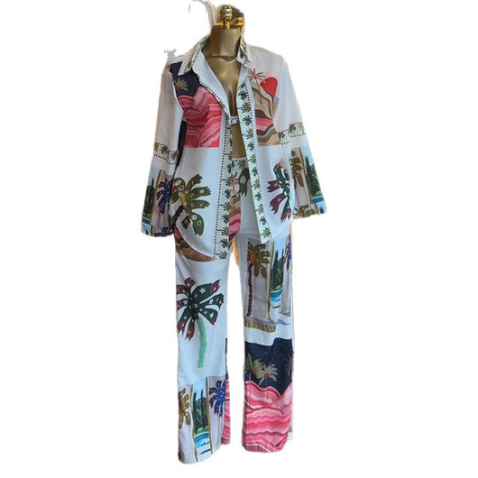 Conjunto de 3 Piezas: Blusa Estampada Manga Larga, Bralette y Pantalón Ancho - Image 5
