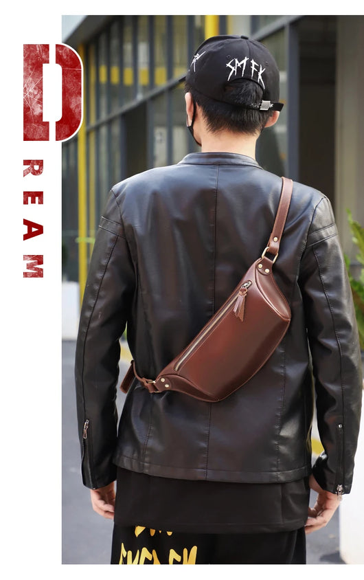 Bolso de Pecho de Cuero Genuino para Hombre - Bandolera Retro Estilo Casual - Image 10