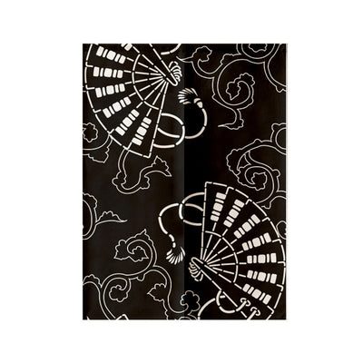 Red fabric door curtain with white polka dots and a repeating pattern of a lucky cat holding a gold coin, surrounded by flowers. - Image 21