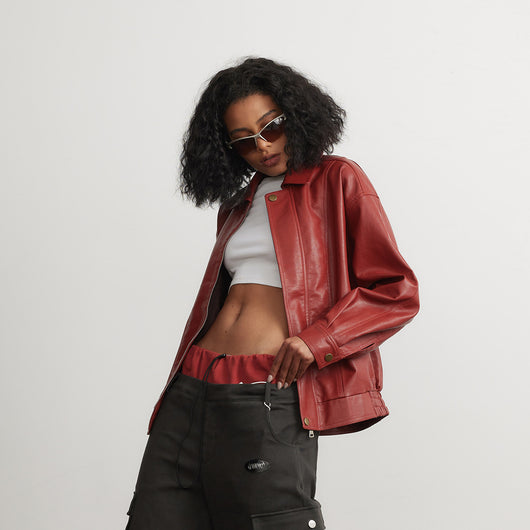 Chaqueta de Cuero Cropped para Hombre y Mujer - Estilo Urbano Moderno - Image 2