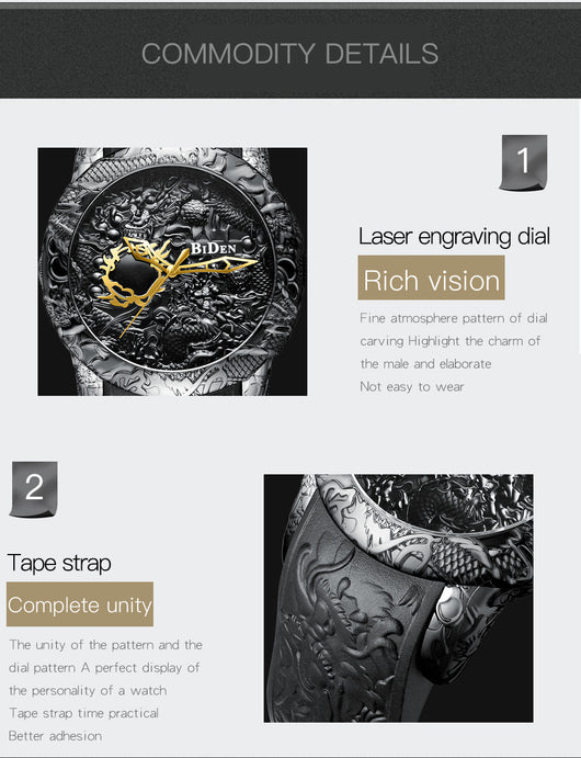 Reloj de Moda Creativa con Dragón para Hombre - Image 14