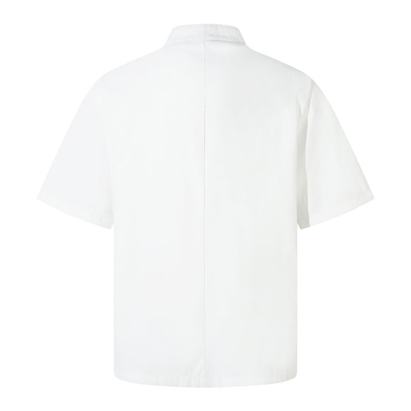 Camisa Casual Masculina de Manga Curta com Gola Mao