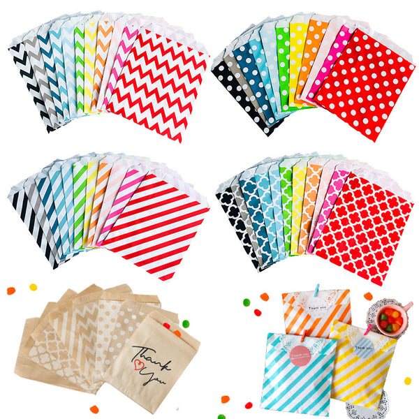 Bolsa de Papel Kraft con Diseño de Trébol de Cuatro Hojas y Onda de Puntos