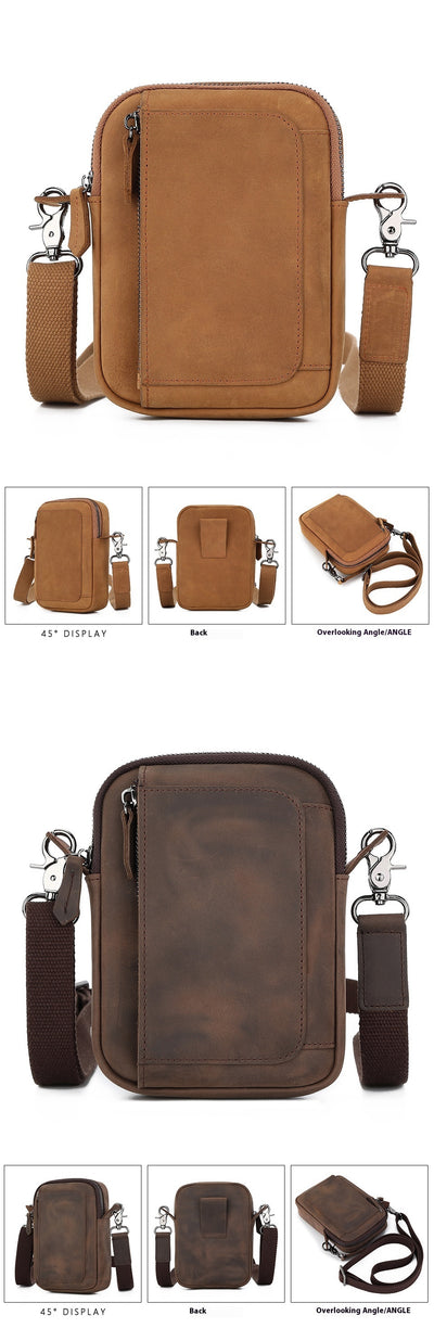 Bolsa Crossbody de Cuero para Teléfono y Accesorios - Diseño Asimétrico para Hombre - Image 10