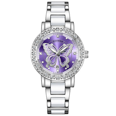 Reloj de Lujo para Mujer con Diamantes y Calendario - Acero Inoxidable - Image 8