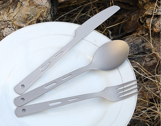 Juego de Cubiertos de Titanio Puro para Camping - Cuchillo, Tenedor y Cuchara Portátil - Image 12