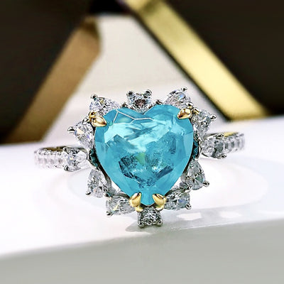 Anillo Corazón Paraíba Europeo Americano para Mujer - Image 7