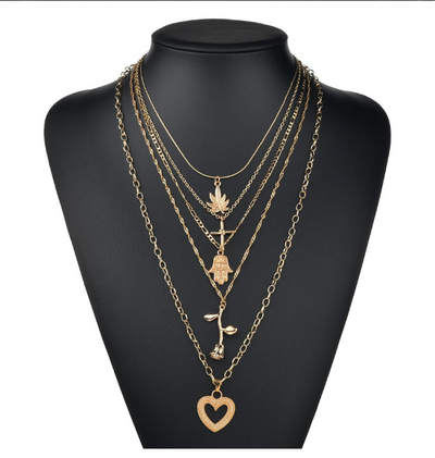 Collar Largo de Palma Cruzada con Rosa y Amor - Image 11