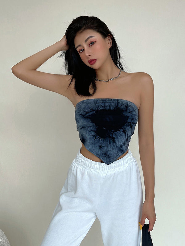 Top Tubo Tie-Dye Triangular para Mujer - Blusa Ligera de Verano