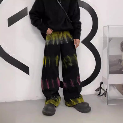Pantalones Jeans Holgados con Diseño Graffiti Colorido para Hombre