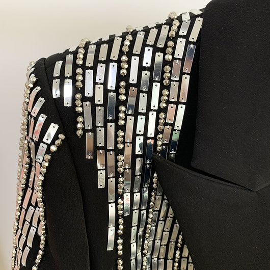 Traje Slim Fit Doble Botonadura con Hebilla de Cabeza de León en Plata - Image 7