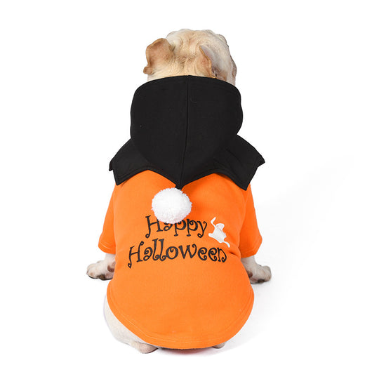 Suéter de Calabaza Divertido de Dos Piezas para Perros - Poncho Incluido - Image 4