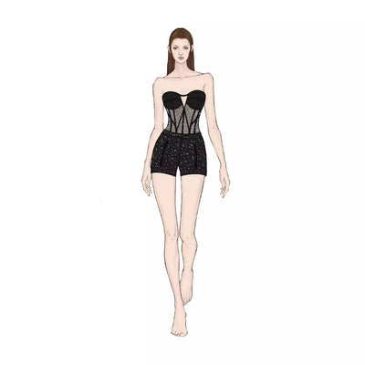 Conjunto Dos Piezas Ajustado con Cutout y Strass - Manga Larga Reductora - Image 3