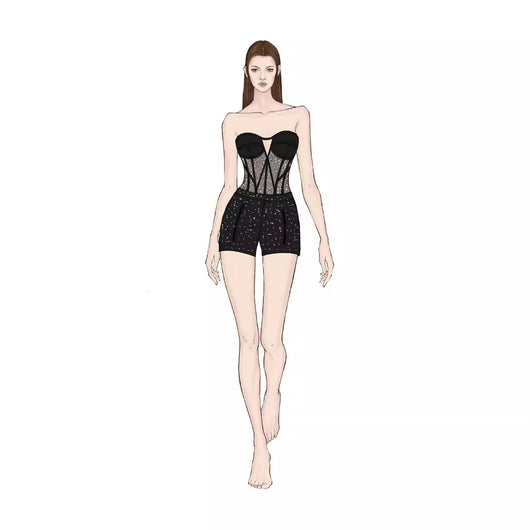 Conjunto Dos Piezas Ajustado con Cutout y Strass - Manga Larga Reductora - Image 3