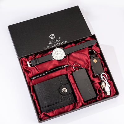 Set de Regalo Premium para Hombre: Cartera, Power Bank, Llavero y Reloj de Cuarzo - Image 2