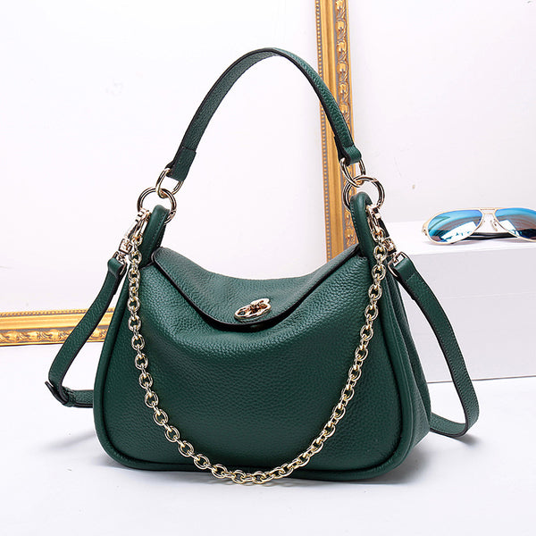 Bolso Tote de Cuero con Cadena y Capas Delanteras