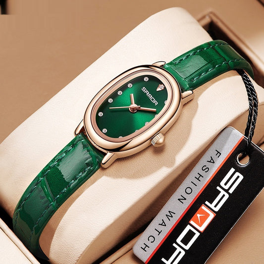 Reloj de Cuarzo para Mujer con Correa de Cuero y Acero Inoxidable Resistente al Agua