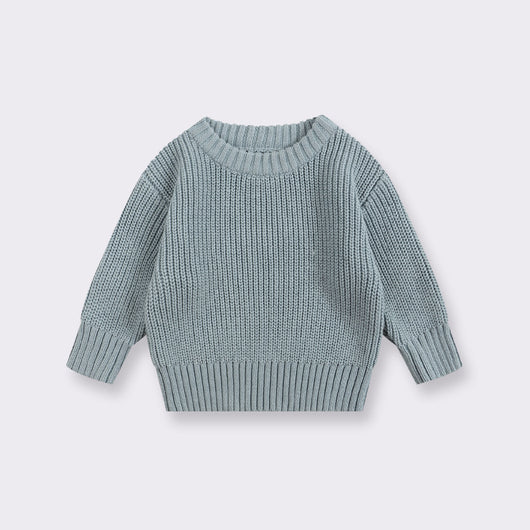 Suéter Básico de Cuello Redondo para Niñas - Colores Lisos - Image 9