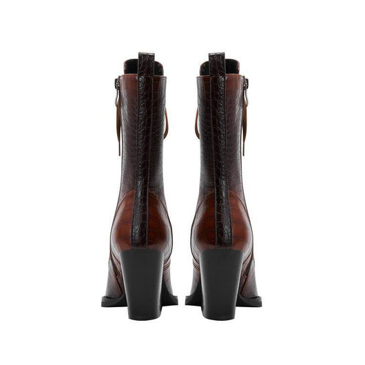 Botas Tacón Grueso Retro con Patrón de Piedra y Cordones - Estilo Fashion - Image 27