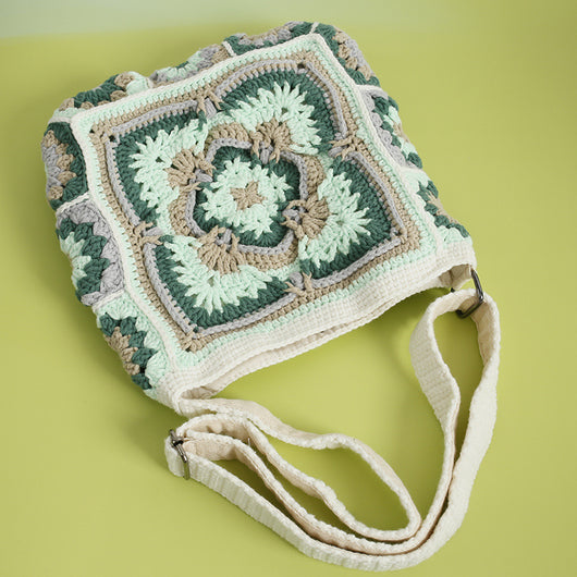Bolso Bandolera Tejido a Mano Estilo Bohemio Cuadros Abuela - Image 7