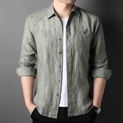 Cardigan de Lino Puro para Hombre - Manga Larga Primavera Verano - Image 9