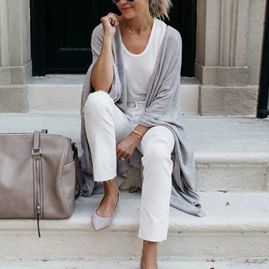 Cardigan Suelto de Punto con Dobladillo Irregular para Mujer - Image 16