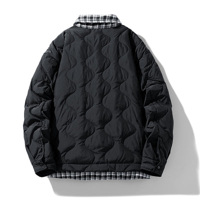Chaqueta Acolchada con Cuello de Solapa Tipo Béisbol y Detalles Escoceses - Image 4
