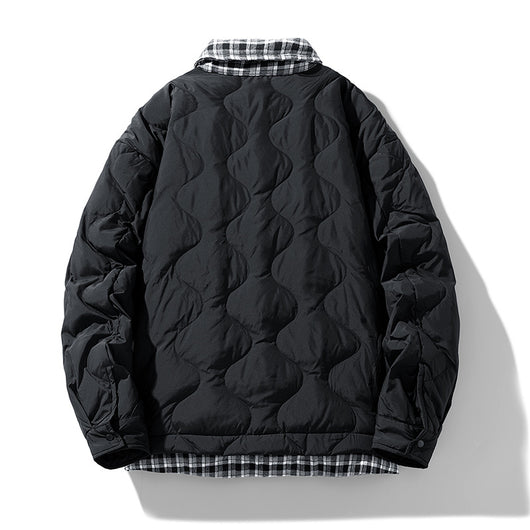 Chaqueta Acolchada con Cuello de Solapa Tipo Béisbol y Detalles Escoceses - Image 4