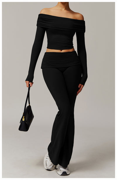 Pantalones Yoga Plisados Cintura Alta para Mujer - Diseño Acampanado Versátil - Image 31