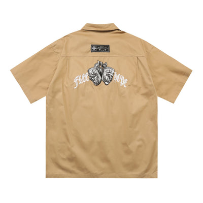Camisa de Trabajo Talla Grande Suelta con Bordado - Image 19