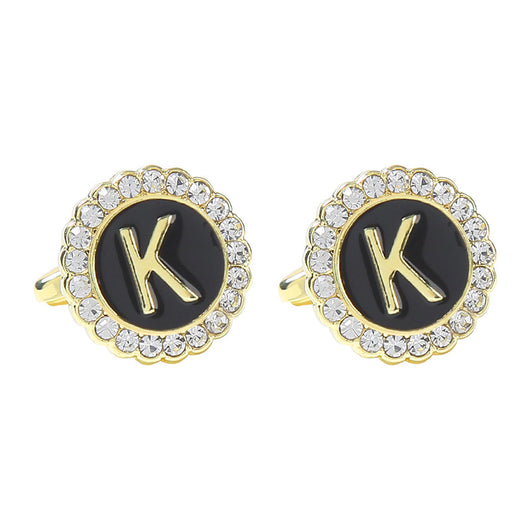 Gemelos Franceses de Diamante Redondo con 26 Letras para Hombre - Image 16