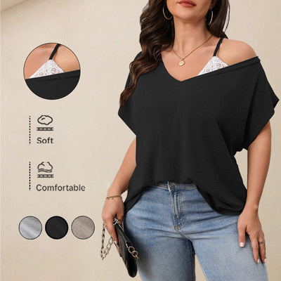 Blusa Holgada de Hombro Caído con Mangas Murciélago