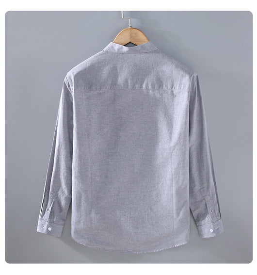 Camisa Manga Larga Cuello Alzado Hombre Primavera Otoño - Image 16