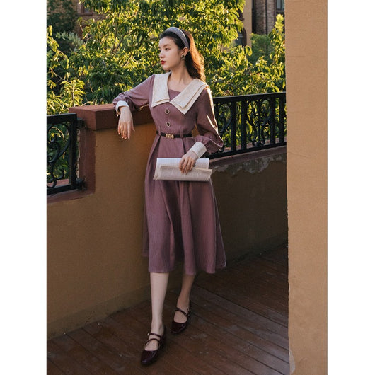 Vestido Retro Vintage para Mujer con Mangas Largas Diseño Francés - Image 7