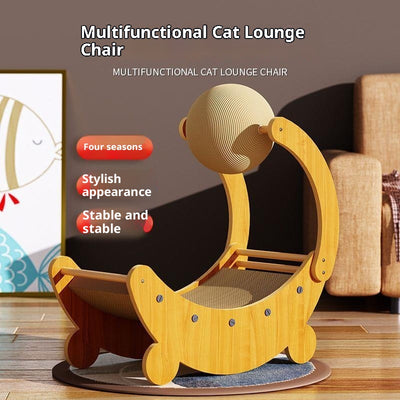 Tabla Rascadora para Gatos con Forma de Luna y Pelota Interactiva - Image 4