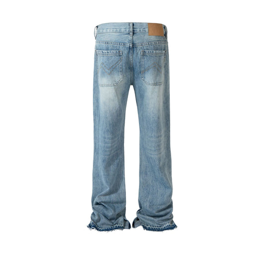 Pantalones Bootleg Paris Style con Patrón Rayo Efecto Lavado y Corte Desgarrado - Image 4