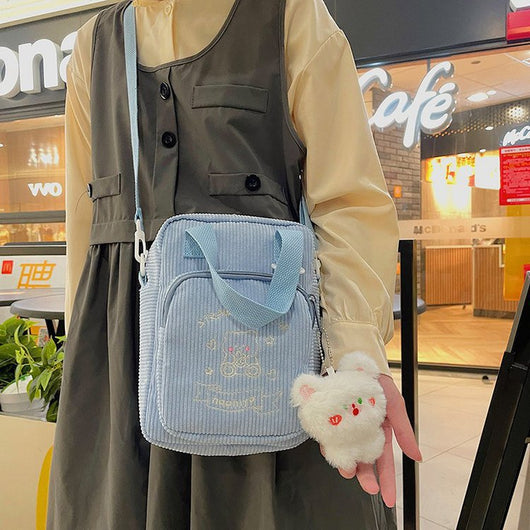 Bolso de Hombro Corduroy Soft Girl - Diseño Adorable y Funcional - Image 8