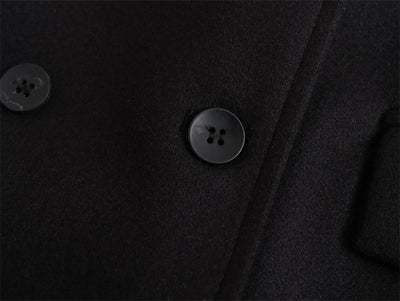 Abrigo de Lana Doble Botonadura Cuello V para Mujer - Negro - Image 15