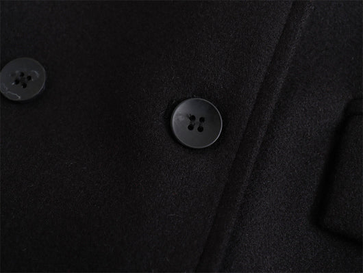 Abrigo de Lana Doble Botonadura Cuello V para Mujer - Negro - Image 15