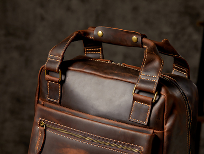 Mochila de Cuero Retro Crazy Horse para Hombre - Image 12