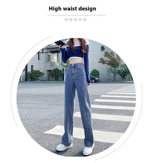 Jeans Rectos de Cintura Alta Holgados de Pierna Ancha para Mujer - Image 16