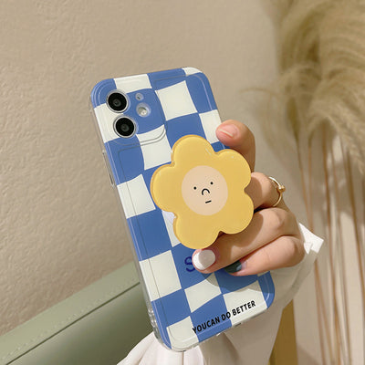 Funda para iPhone Diseño Cuadros y Flores Azul - Image 18