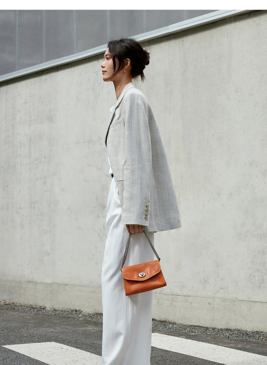 Bolso Mensajero de Cuero con Cadena para Mujer - Image 18